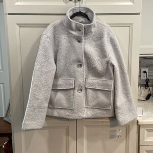 NWT Sam Edelman Boucle Stand Collar Coat Large Gray